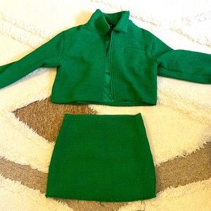 Green Tweed jacket and skirt